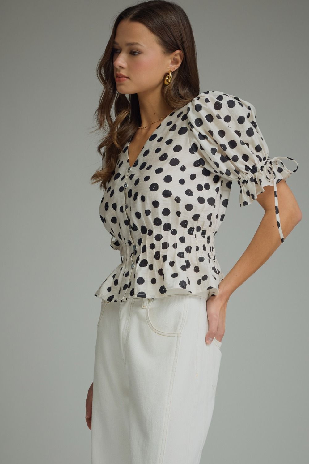 Dotted Button Up Top