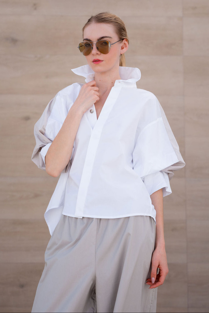 Cotton Balloon Sleeve Shirt