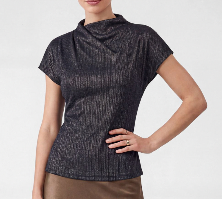 Hi Neck Shimmer Blouse