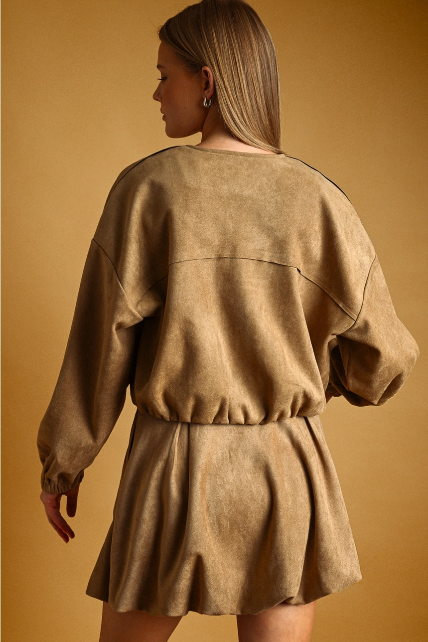 Cropped Faux Suede Jacket