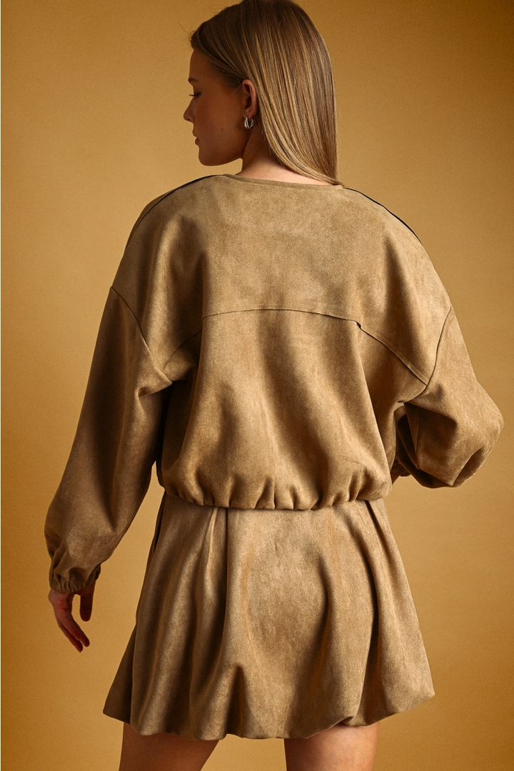 Cropped Faux Suede Jacket
