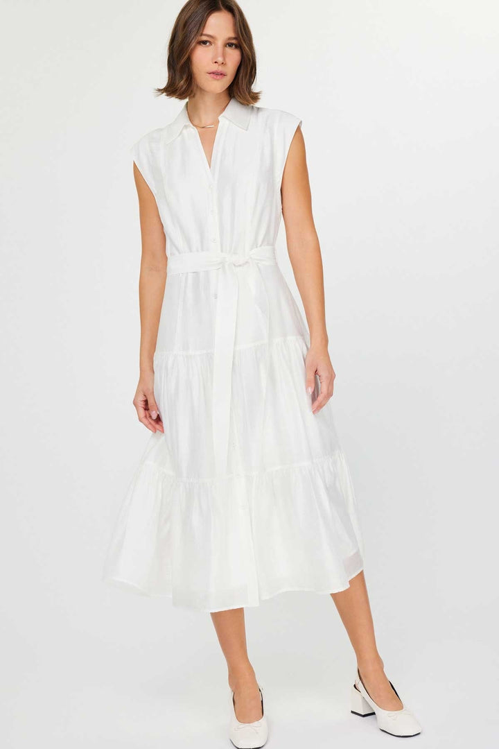 Button Up Tiered Shirt Dress