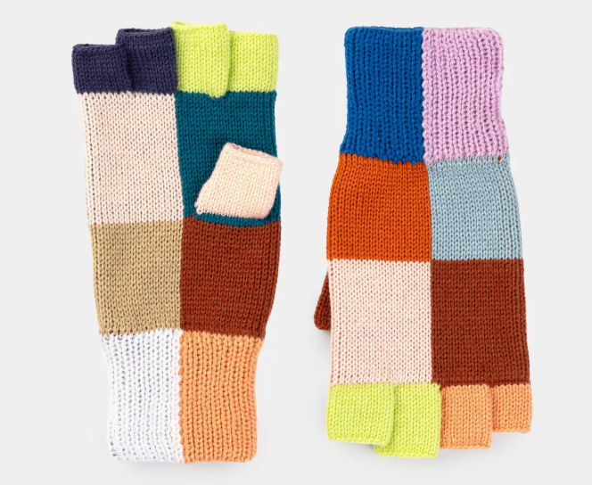 Color Patch Fingerless Gloves