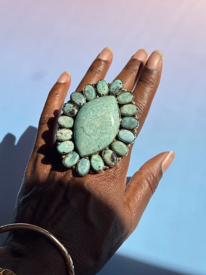 Turquoise Eye Marquis Adj Ring