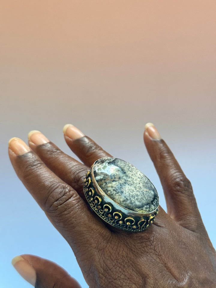 Dendritic Opal Adj Ring