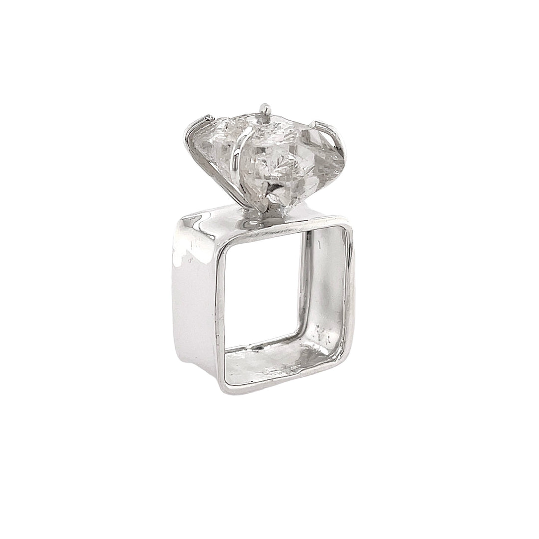 Square Sterling Herkimer Diamond Ring
