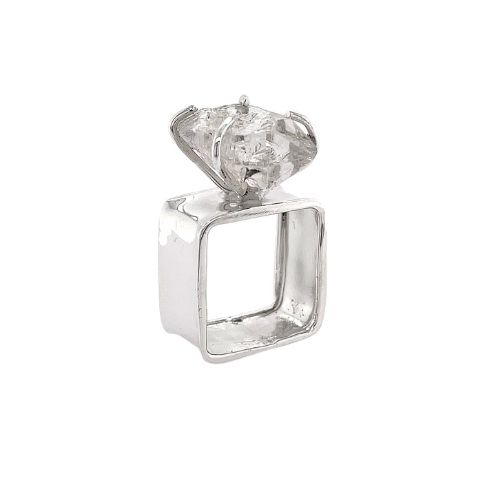 Square Sterling Herkimer Diamond Ring