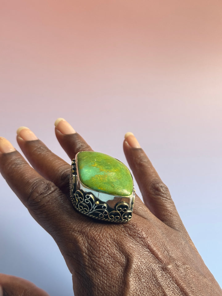 Green Turquoise Adj Ring