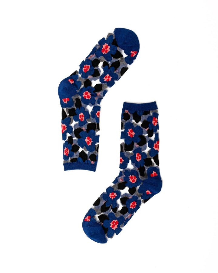 Bold Blue Floral Socks