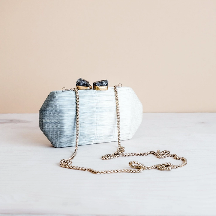 Grey Ombre Hex Geode Clutch