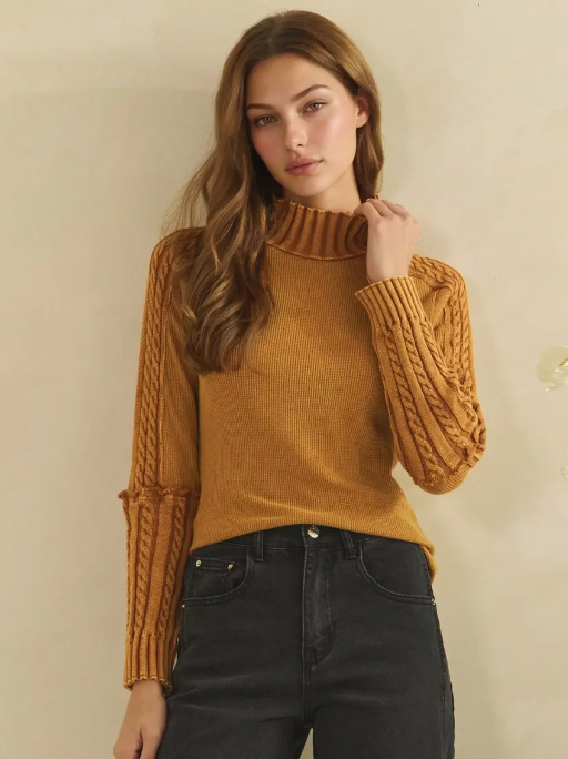 Ribbed Mock LS Top