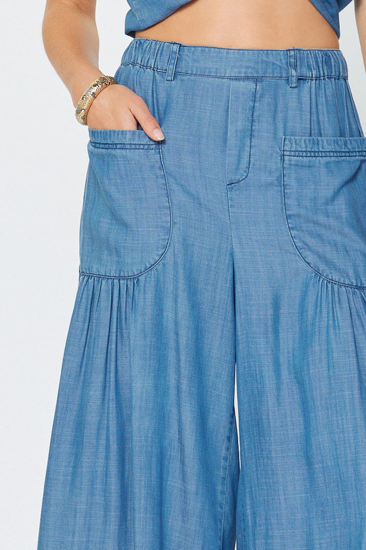 Chambray Wide Leg Pant