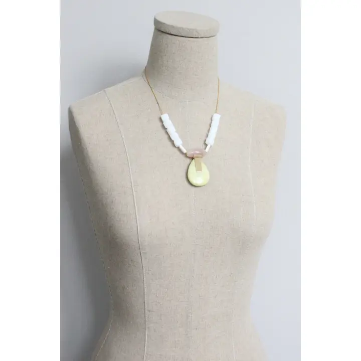 Pink + Lemon Quartz Artdeco Necklace