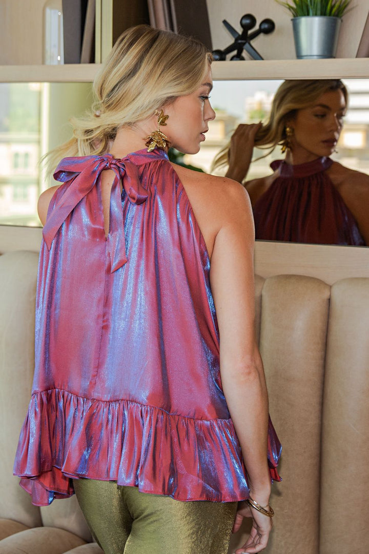 Ruffle Sleeveless Halter Top