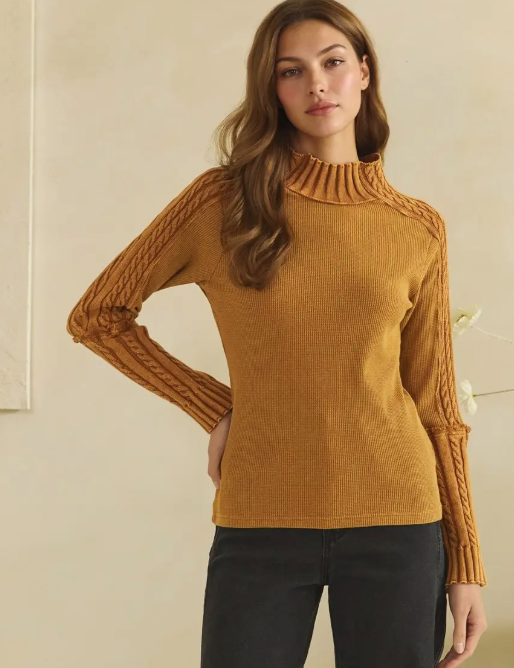 Ribbed Mock LS Top