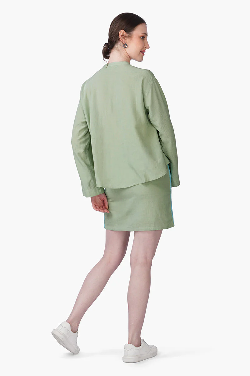 Green Shell Kissed Embroidered Top