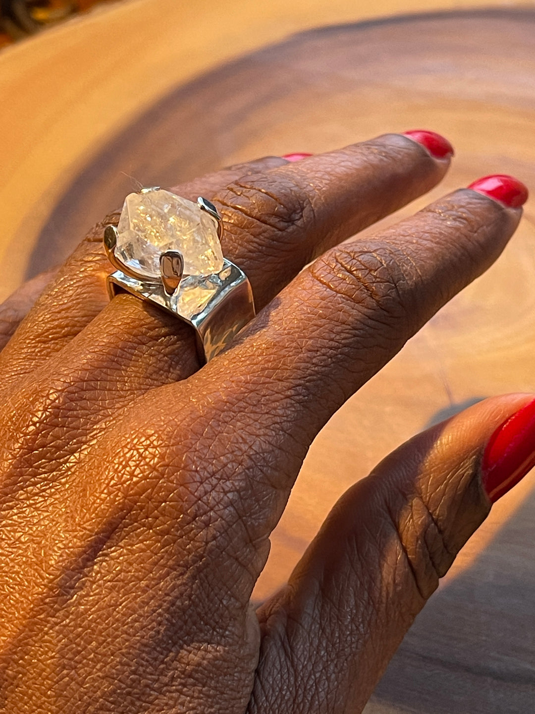Square Sterling Herkimer Diamond Ring