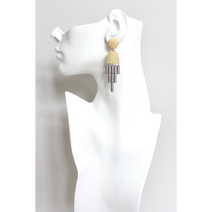 Geo Gray Post Dangle Earrings