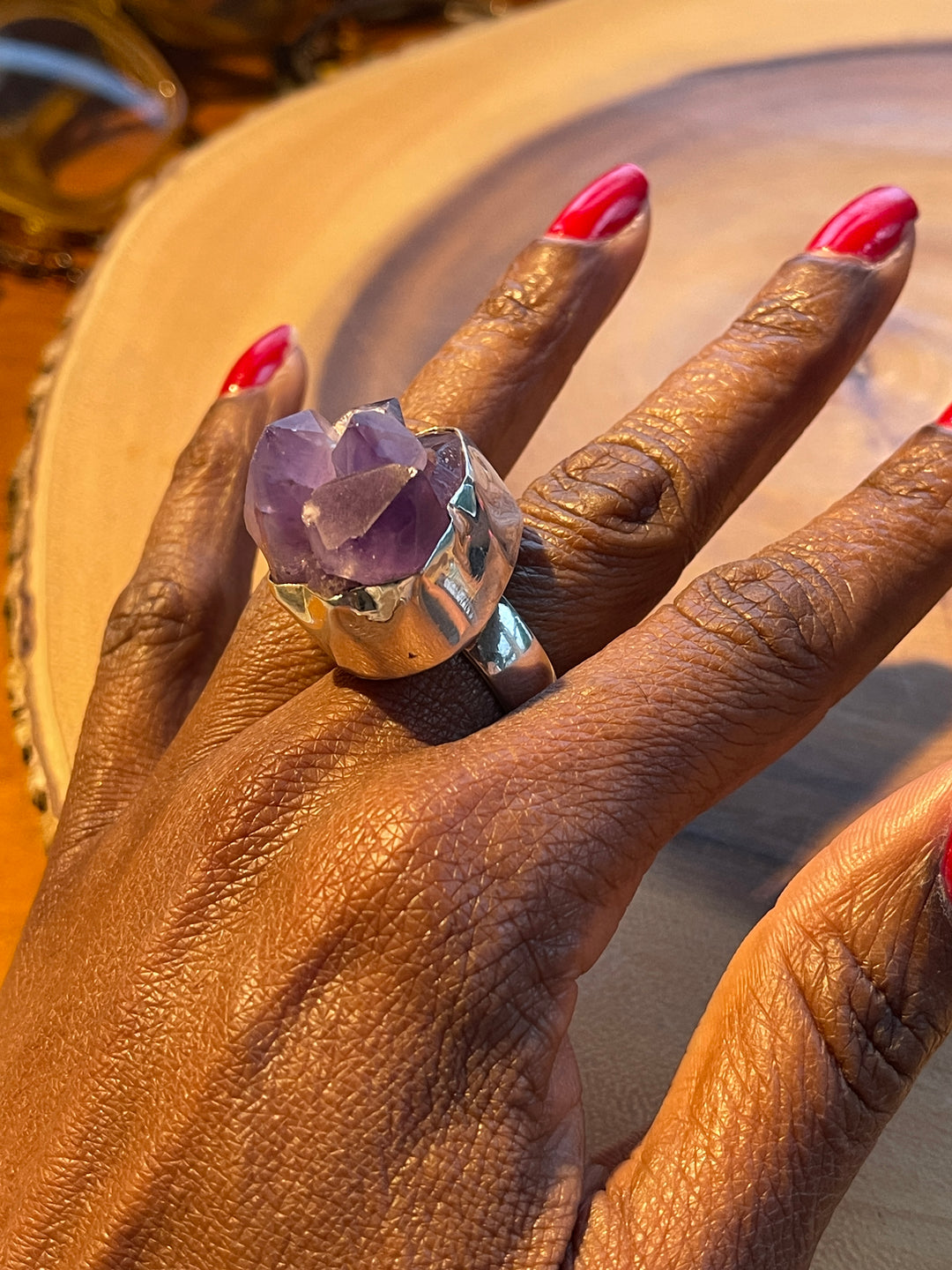 Sterling Amethyst Nugget Ring