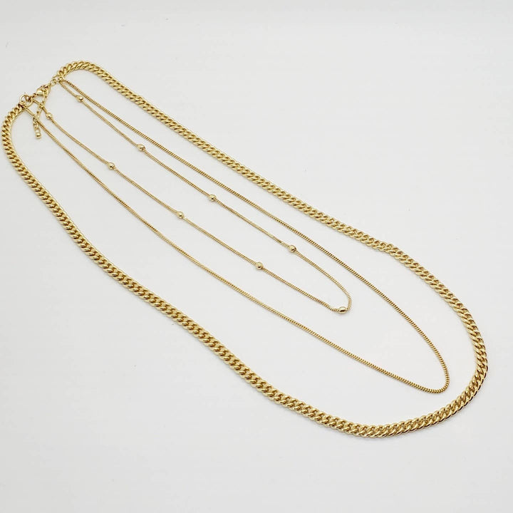 Brass 3 Layer Ball & Chain Necklace