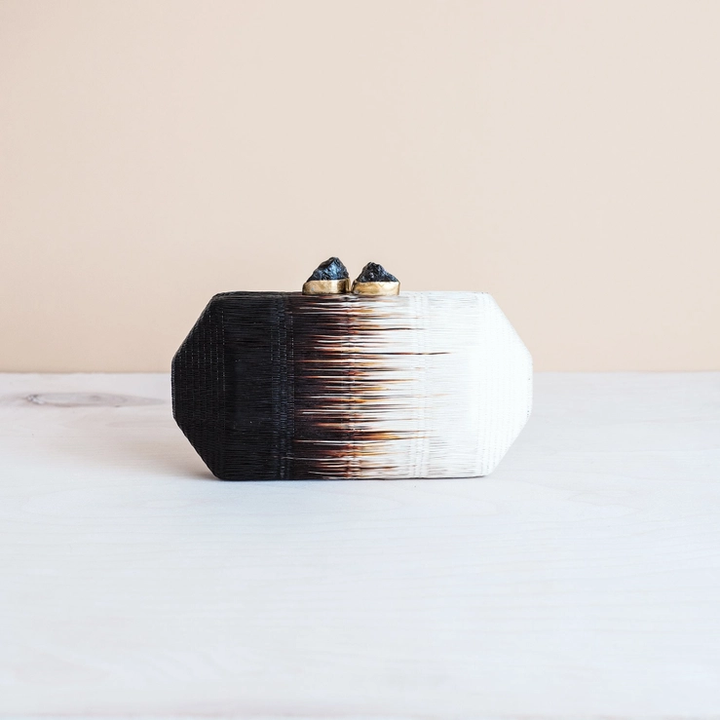 Black White Ombre Hex Geode Clutch
