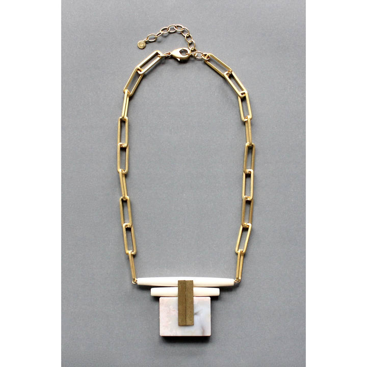 Chain + Pink Agate Necklace