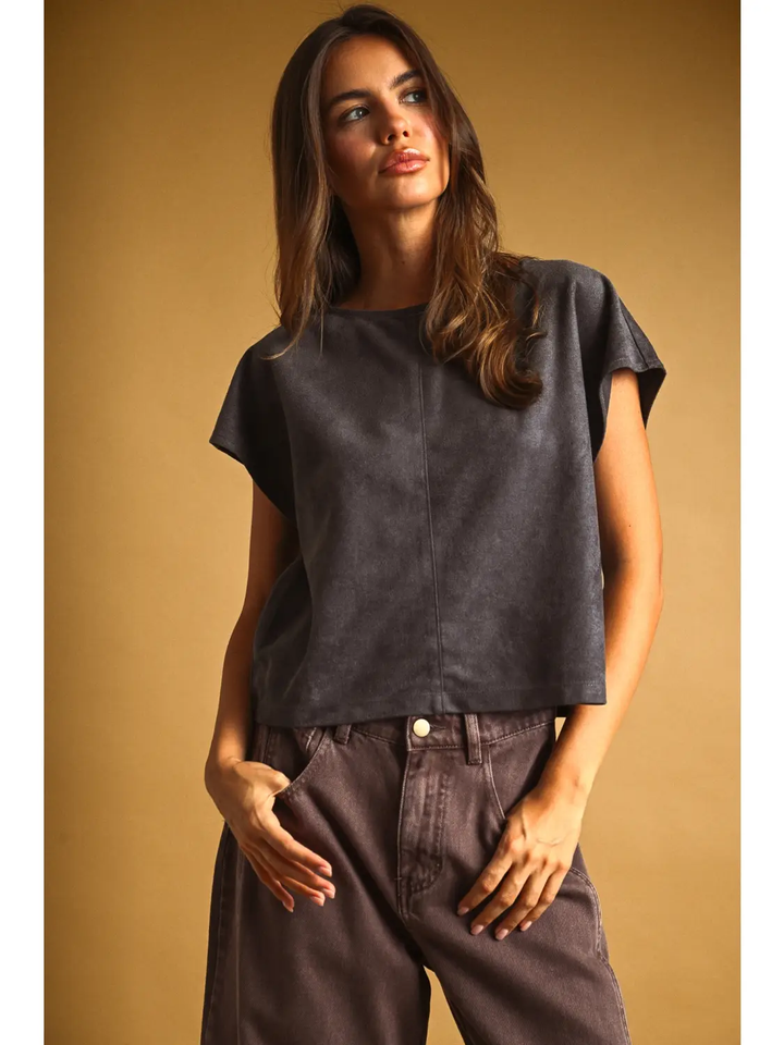 Faux Suede Wing Tee