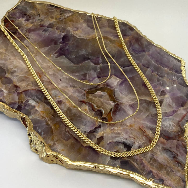 Brass 3 Layer Ball & Chain Necklace