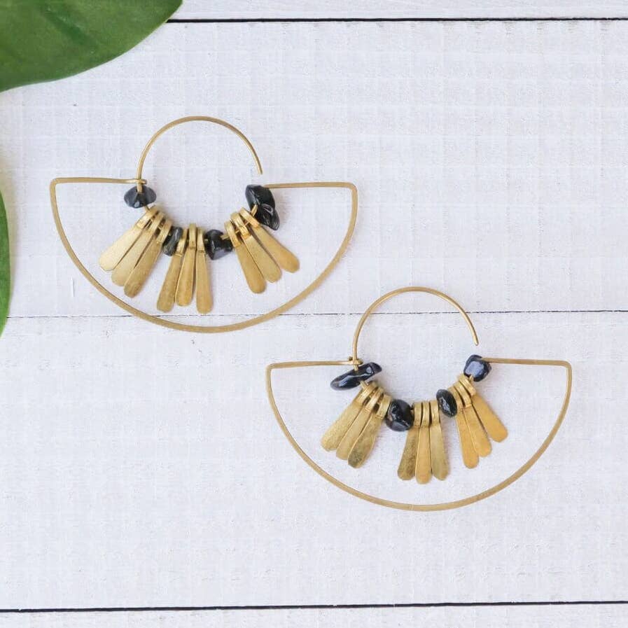 Brass Fringe Ark Earrings