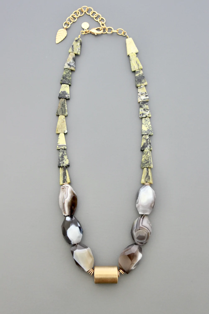 Agate + Serpentine Necklace
