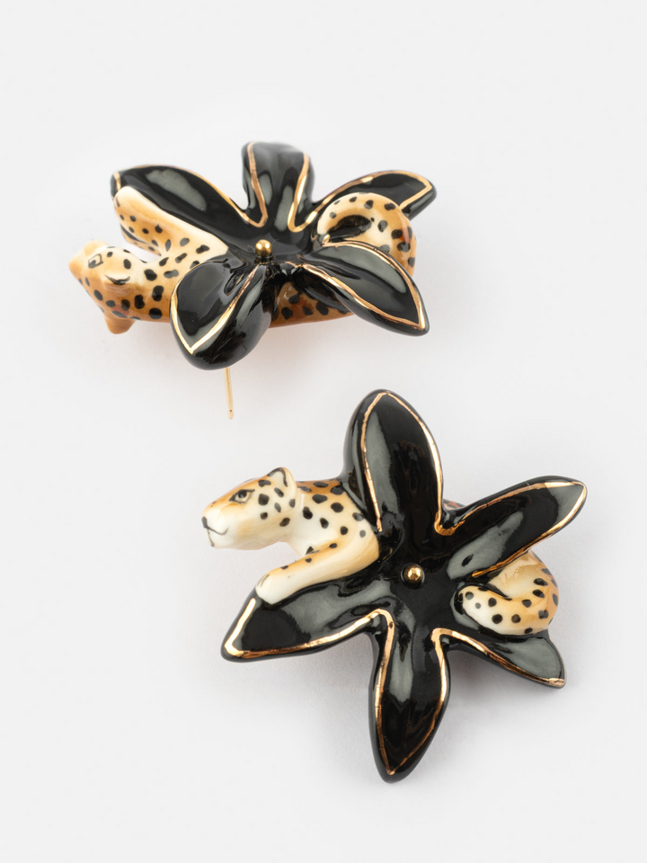 Leopard & Erine Flower Earrings