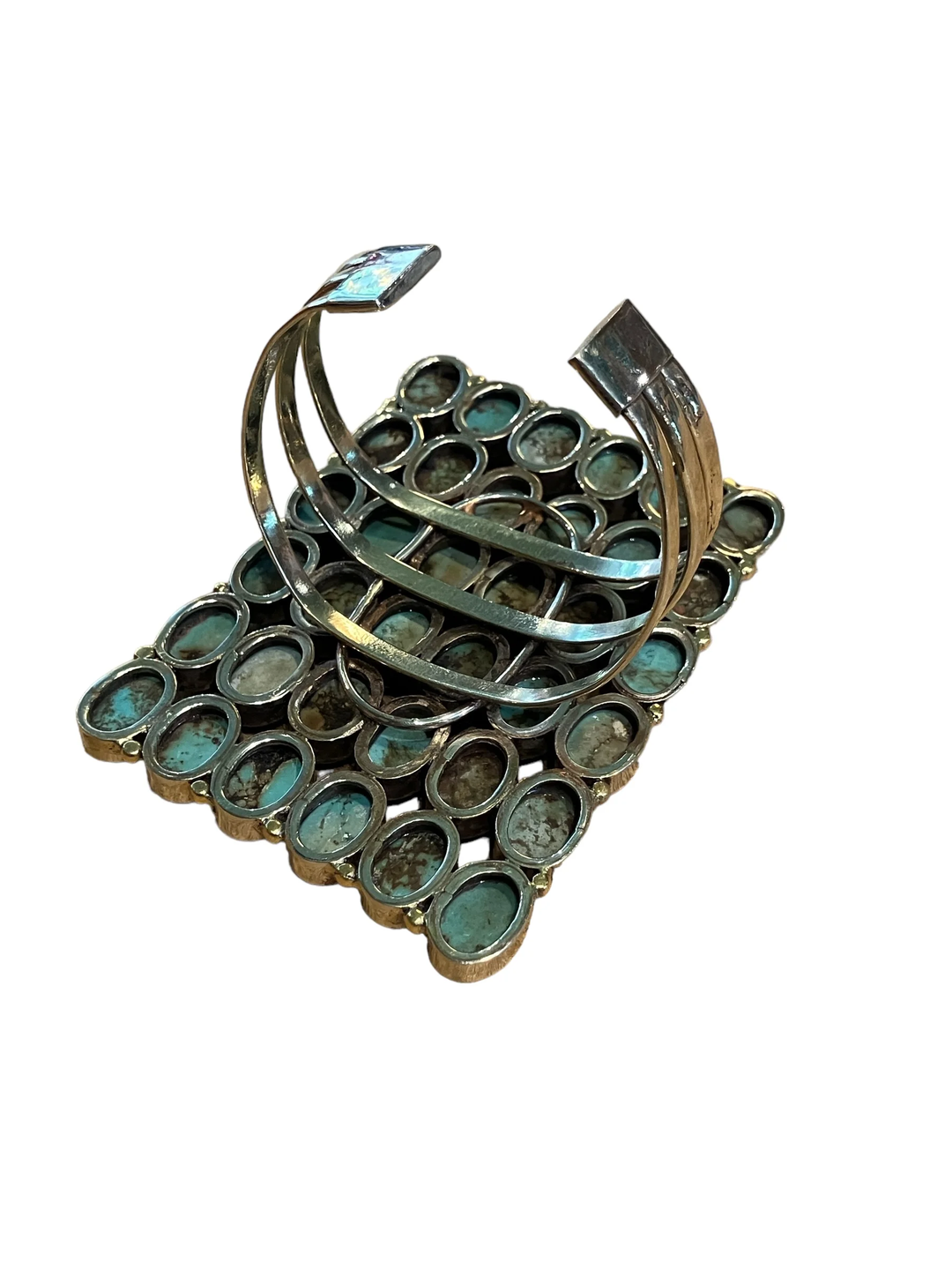 Turquoise Grid Cuff