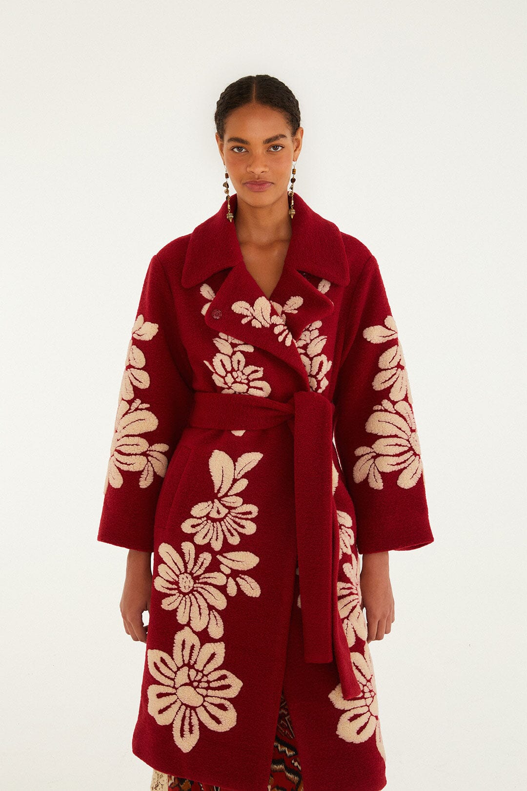 Bold Flowers Burgundy Fleece
