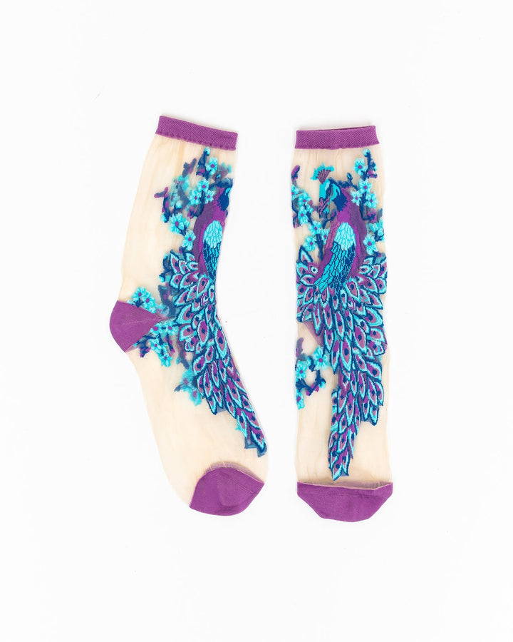 Aquamarine Peacock  Sheer Socks