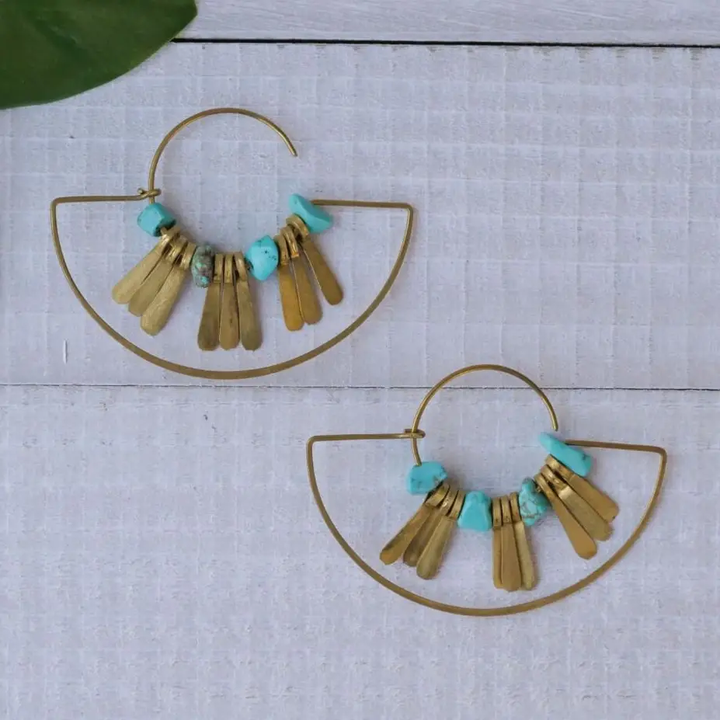 Brass Fringe Ark Earrings