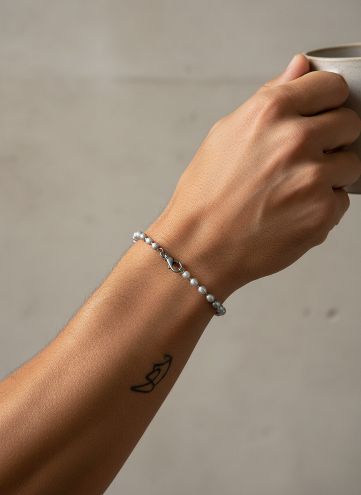 Pearl Oxy Sterling 925 Mens Bracelet