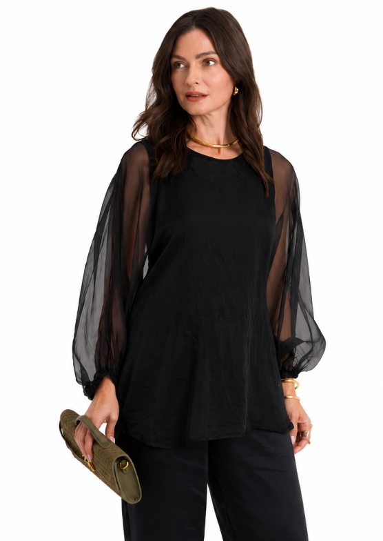 Organza Bell Sleeve Top