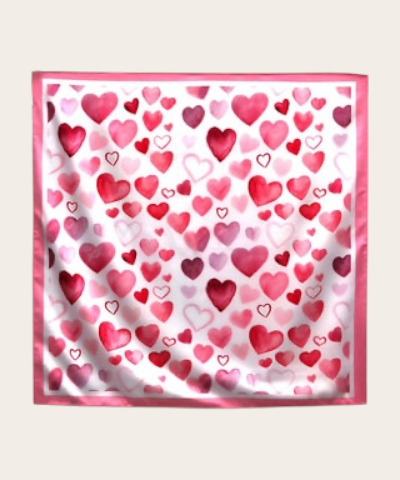 Watercolor Heart Silky Scarf