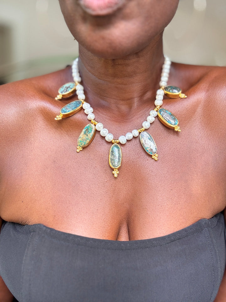 Pearl Turquoise Collar Necklace