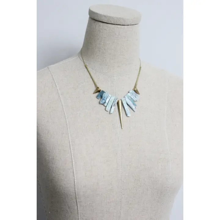 Kyanite + Brass Geo Necklace