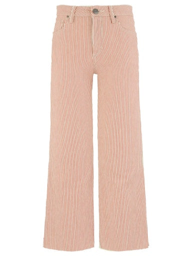 Charlotte Hi Wide Striped Raw Hem Jeans