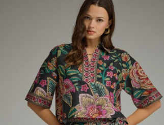 Floral Cropped Collar Top